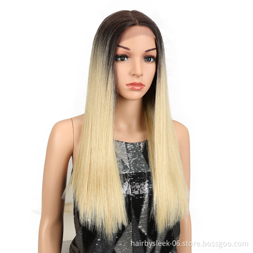 Magic Hair 20 Inch Synthetic Straight Hair Lace Front Wig Natural Hairline Heat Resistant Fiber Hair Middle Part For Black Women